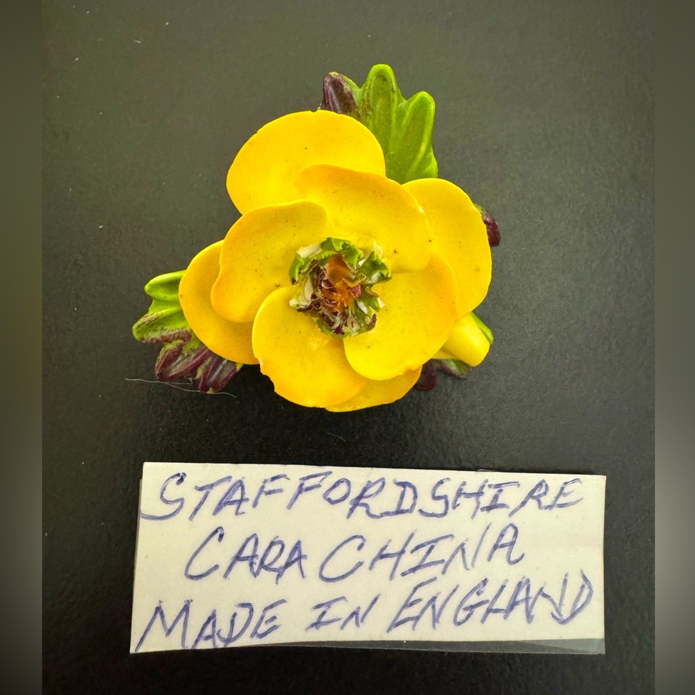 Vintage Cara China Staffordshire Porcelain Floral Brooch, Cottagecore Jewelry